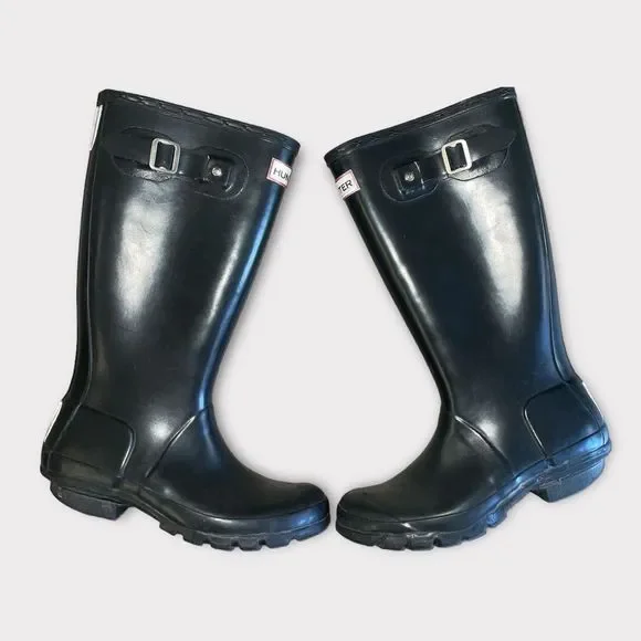Hunter original tall black gloss boot women size 6 - Picture 2 of 8